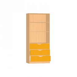 Safety skříňka s otevřenými policemi a zásuvkami - 80x187 cm