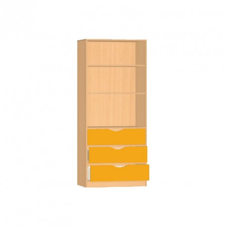 Safety skříňka s otevřenými policemi a zásuvkami - 80x187 cm