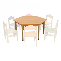 Stůl šestihran průměr 120 cm, nastavitelný